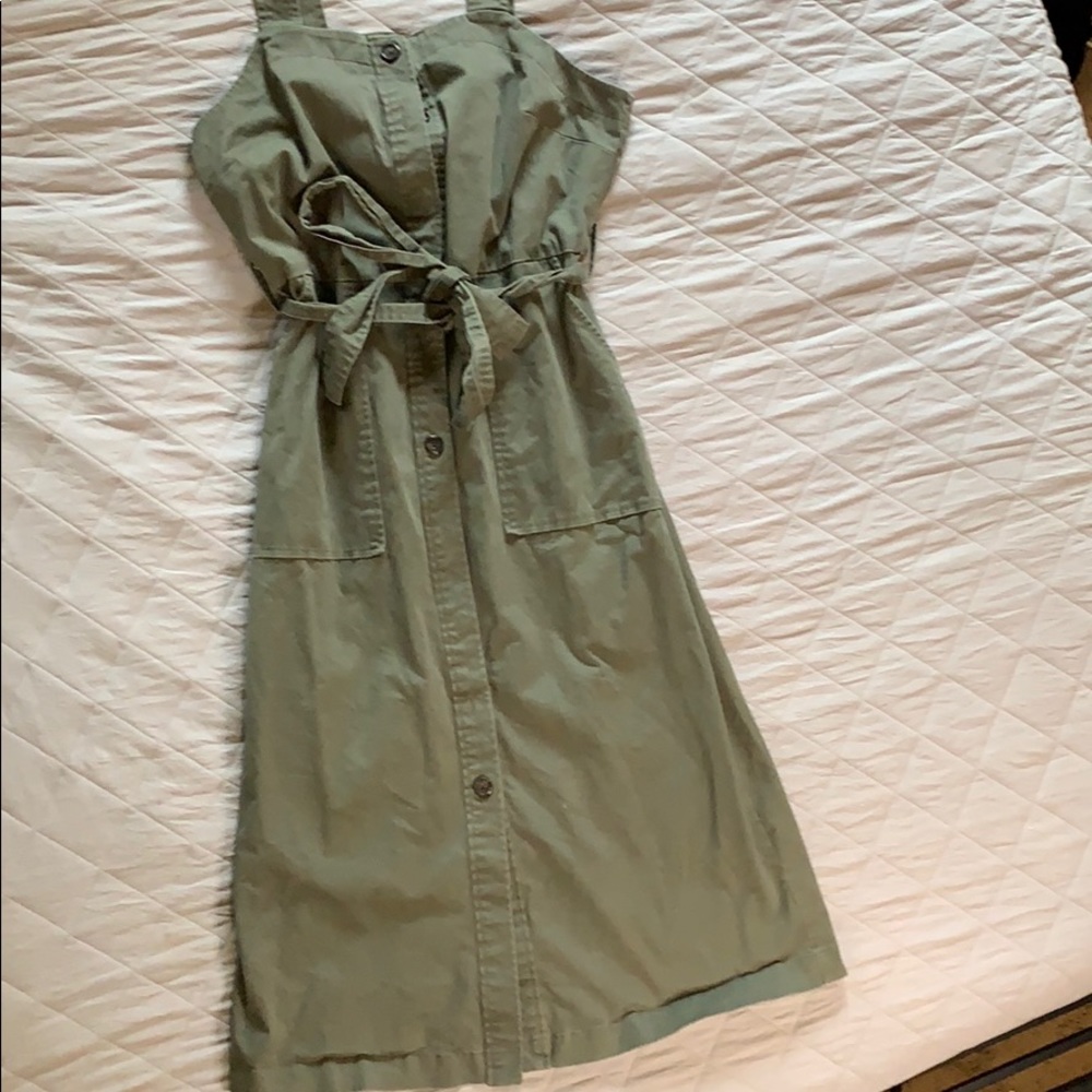 Army green button up dress